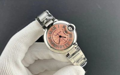 Ballon Bleu De Cartier 33mm NH05 Movement SS Strap Pink Face Women Watch